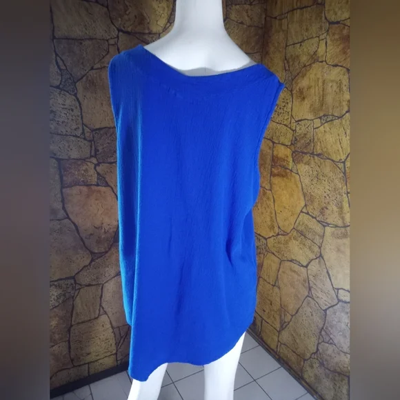 Elegant Royal Blue Women's Tank Top 100% Cotton - Picture 4 of 4